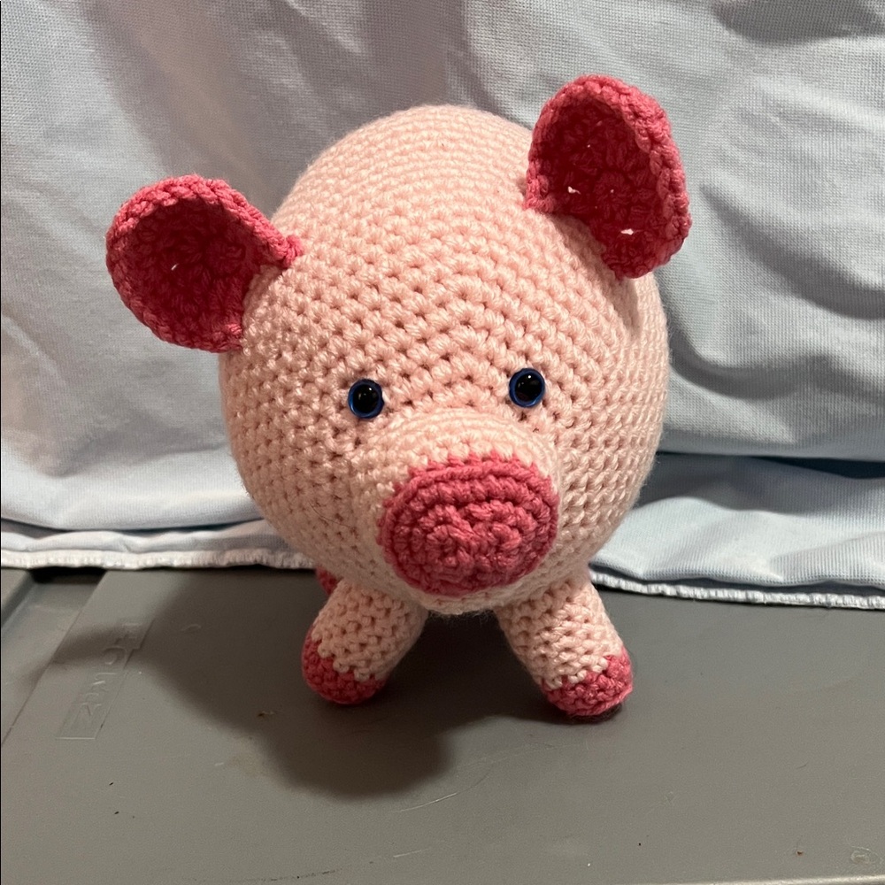 Handmade Pink Crochet Pig Plush
